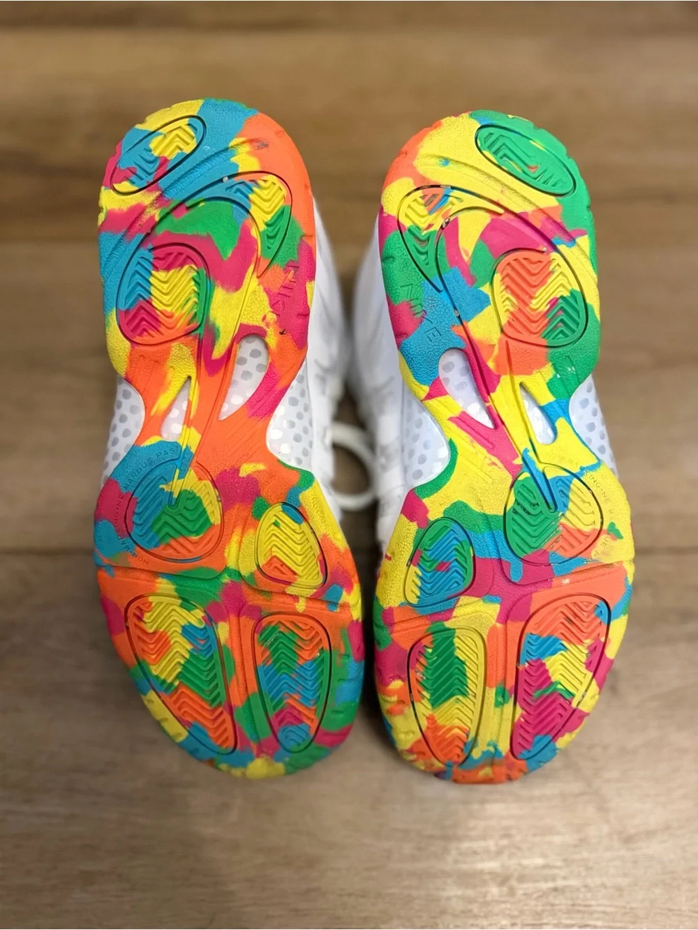 Nike Foamposite White High-Top Sneakers with Multicolor Sole